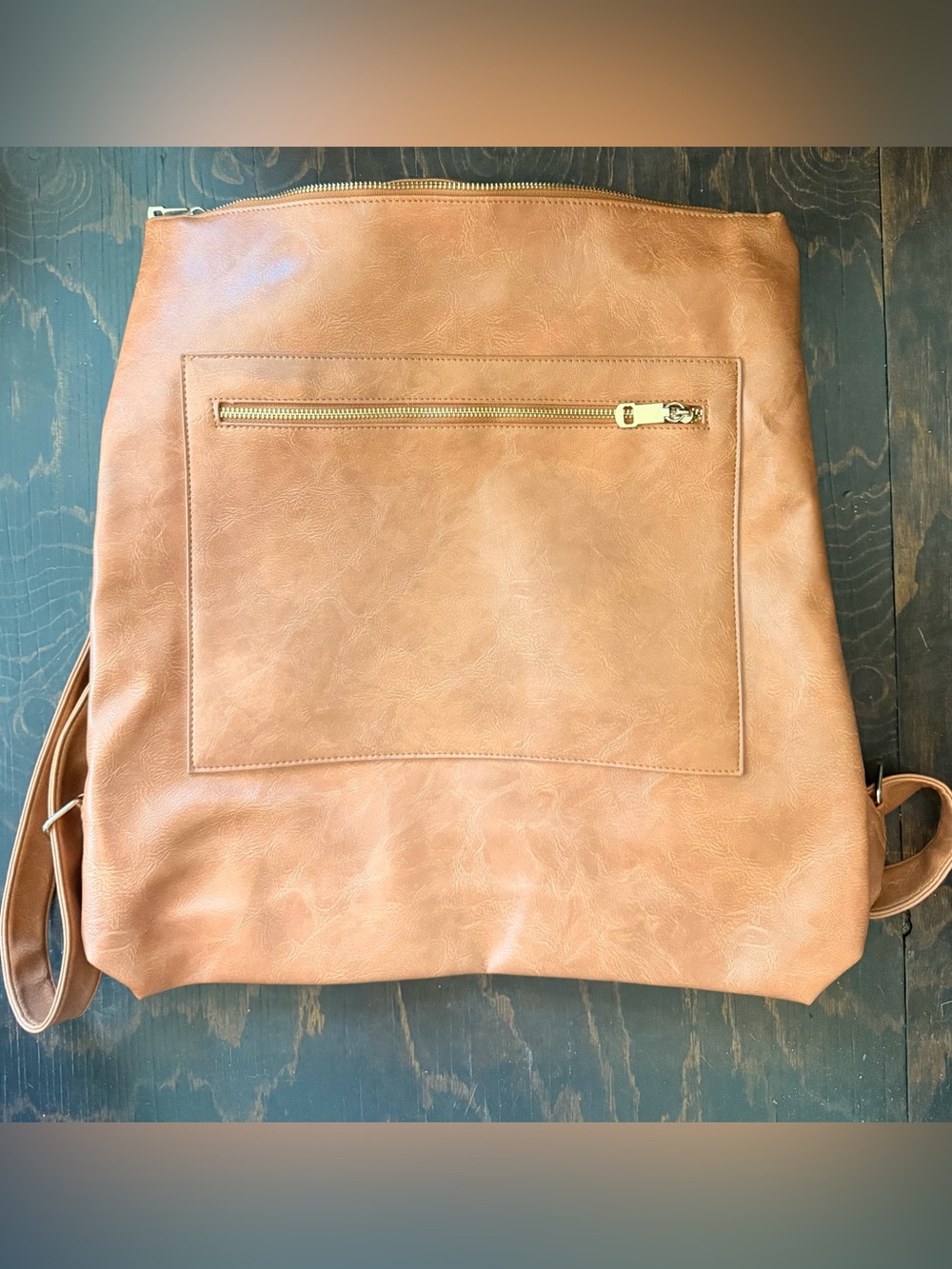 Tan Faux-Leather Women's Backpack - Sleek Everyday Carry